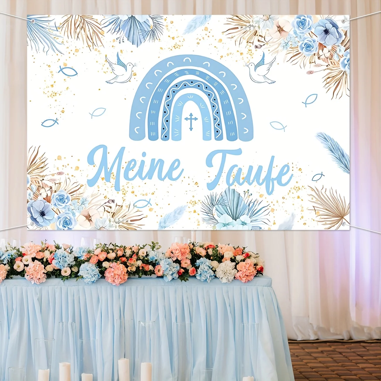 لافتة حفلات ميني تاوفي ديكو فور جينج بلاو، لافتة مينز تاوف ريجينبوجين خلفية تاوف كونفير