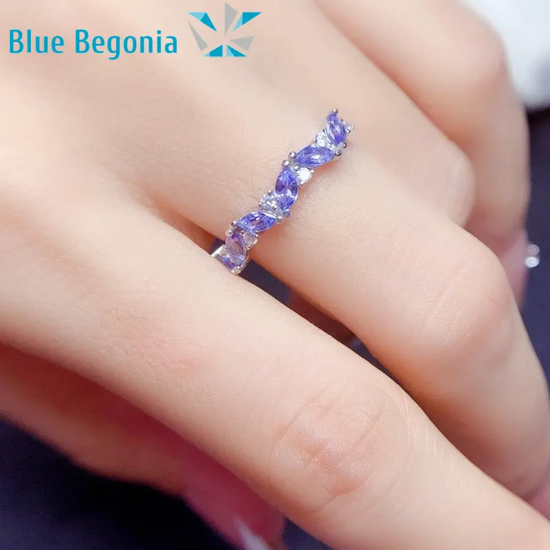 

Natural Tanzanite Ring Fine Jewelry for Women Anniversary Gift 925 Sterling Silver 3mm*4mm Gemstone