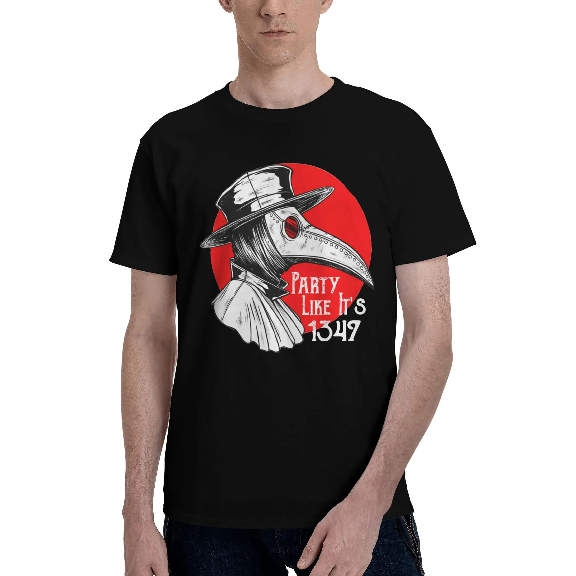 

Printed Plague Doctor T Shirt For Unisex Bird Pure Cotton T-shirts Short Sleeve Clothing