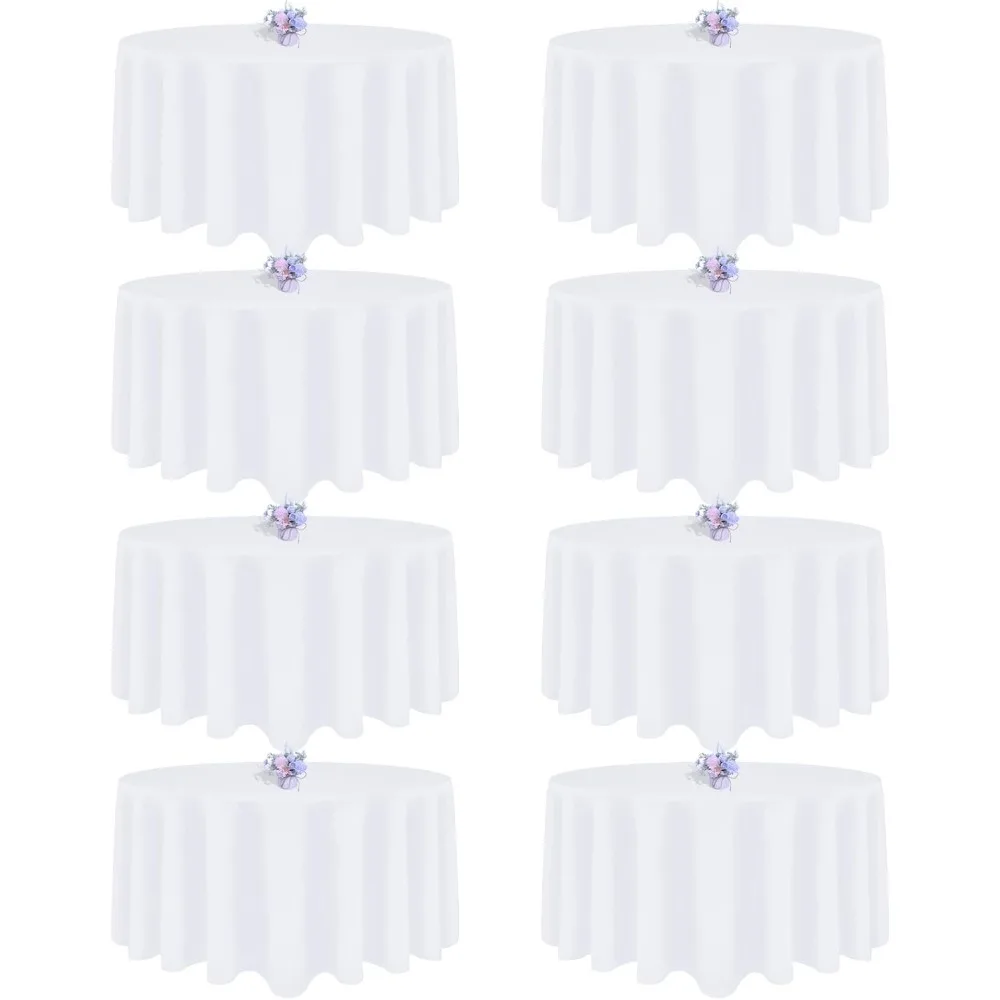 

Белая круглая скатерть из полиэстера с диагональю 90 дюймов, набор из 8 шт., устойчивая к морщинам и моющаяся для прочного использования.