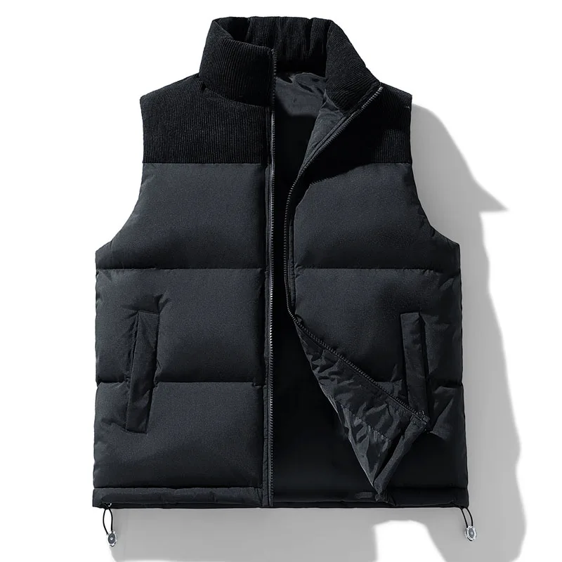 

Men Sleeveless Vest Jackets Winter Fashion Male Cotton-Padded Vest Coats Men Stand Collar Warm Waistcoats Clothing 5XL