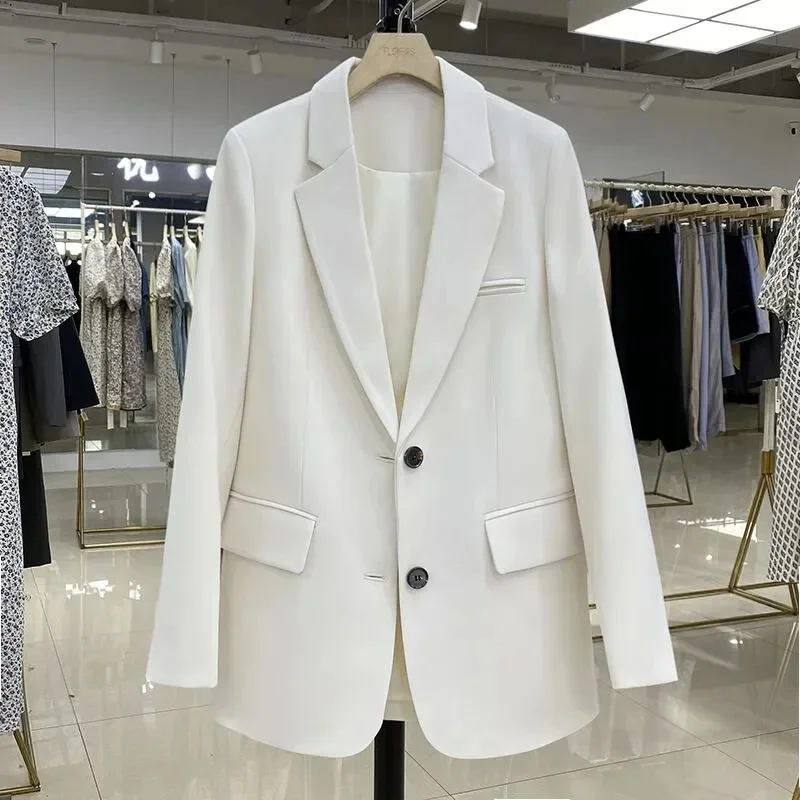

Spring Autumn Elegant Office Lady Coat Loose Solid Long Sleeved Women Blazer All-Match Casual Jacket Female Chic Tops Outerwear