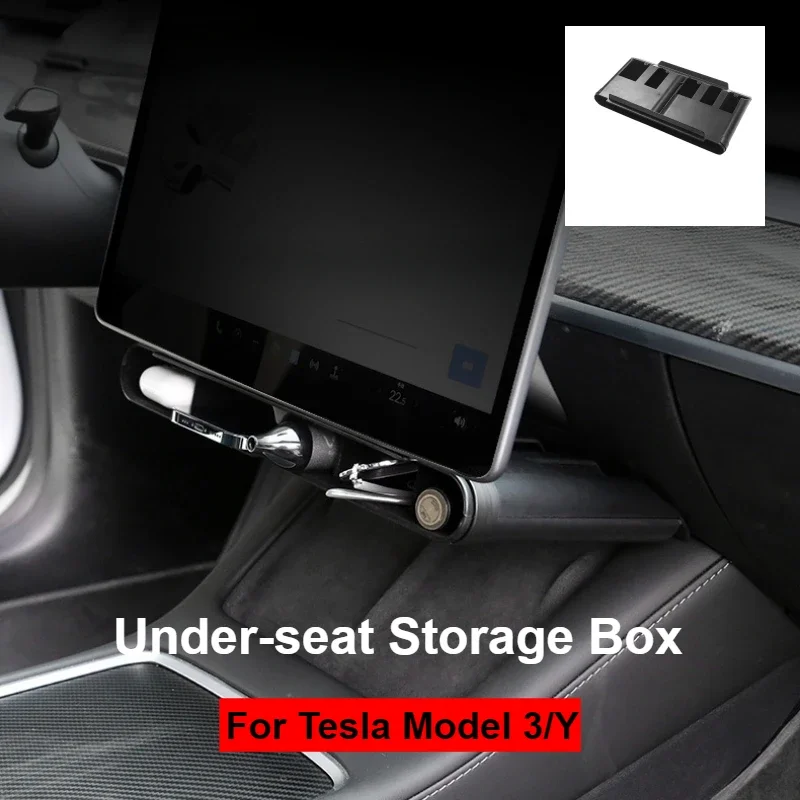 

Center Console Under-screen Storage Box for Tesla Model 3/Y Navigation Armrest Organize Storage Rack Interior Car Accessories