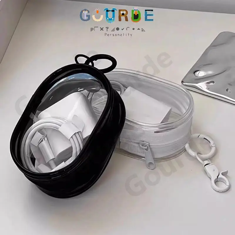 Gourde صندوق تخزين بسيط وشفاف متعدد الوظائف للسفر في الهواء الطلق حقيبة تخزين كابل USB تخزين دائري