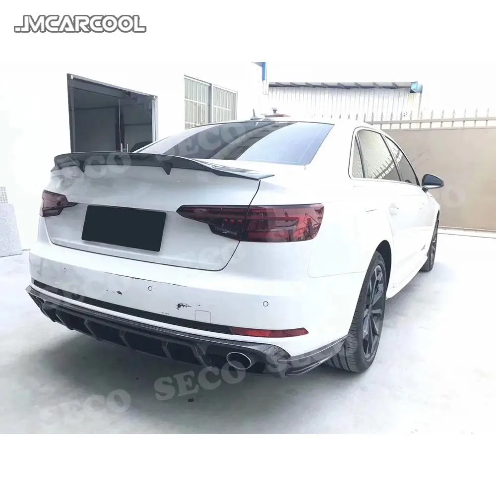 JMCARCOOL ألياف الكربون سيارة الخلفي الجذع سبويلر أجنحة لأودي A4 S4 RS4 سيدان 4 أبواب 2013 - 2018