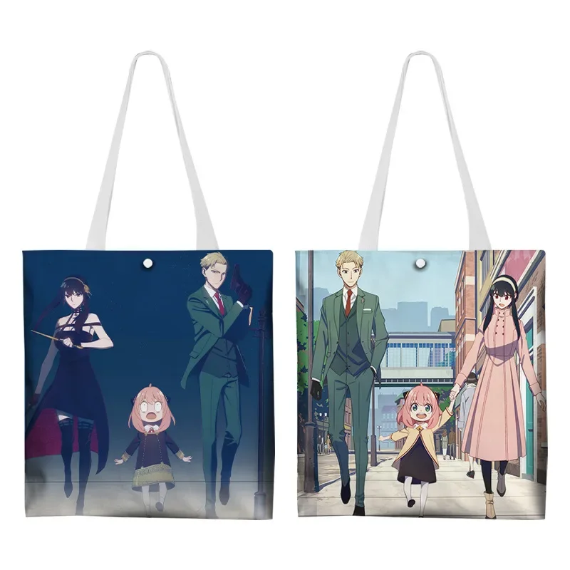 Anime SpyxFamily Anya Forger Colorful Tote Bag Shoulder Bag Girls Canvas Shopping Bag