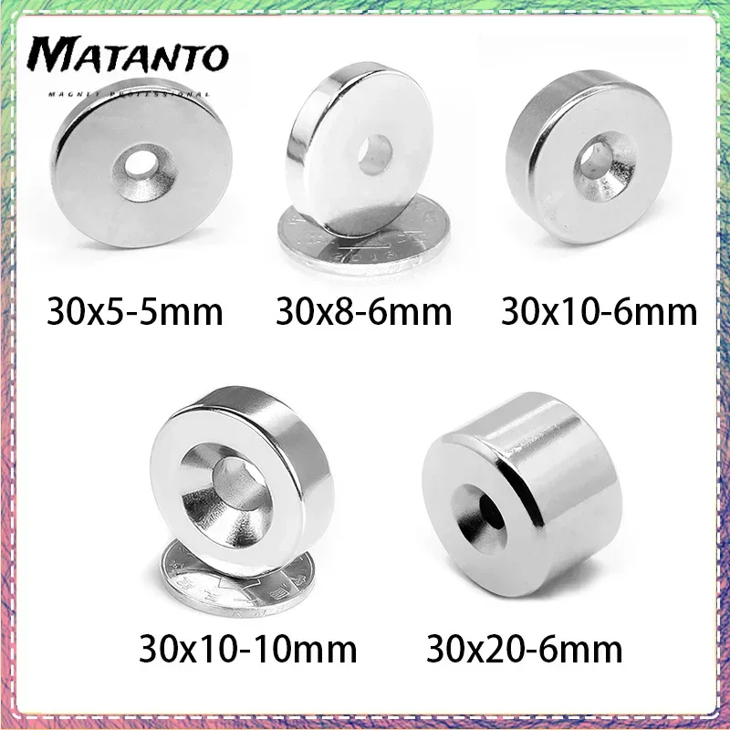 30x5-5 30x8-6 30x10-6 30x20-6 Round Super Powerful Strong Magnetic Magnets 30*20 mm Hole 6mm Countersunk Neodymium Magnet