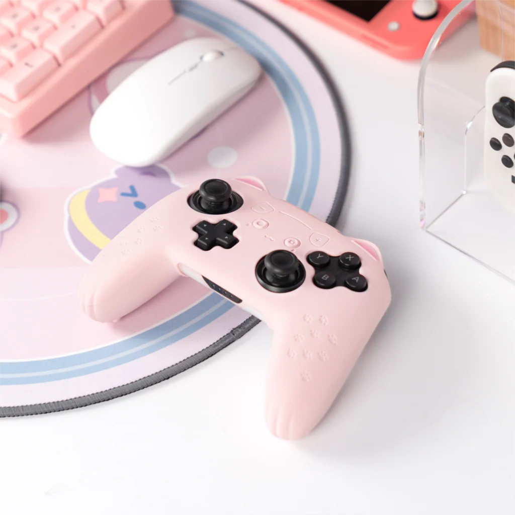 Cat Ear Paw Silicone Soft Shell Gamepad Sticker Skin For Nintendo Switch Pro NS Game Controller Case Thumb Stick Grip Cap Cover