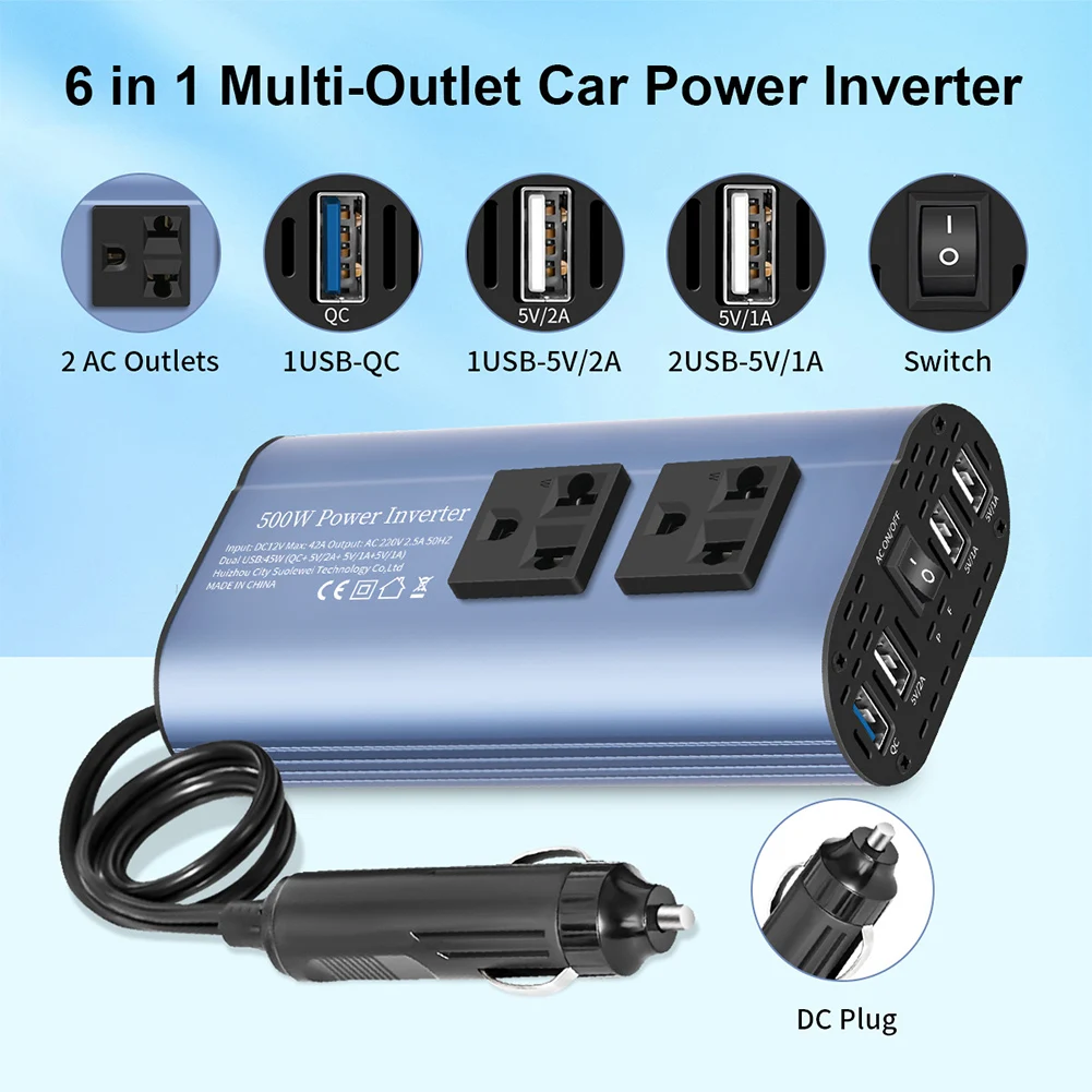 Inversor de cadena revisado Fuente de alimentación para automóvil de 200 W con conversión USB de 12 V a 110 V