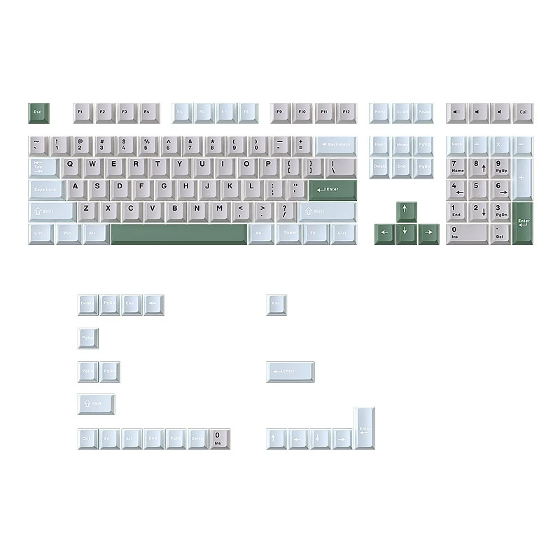 

Light gray-green mechanical keyboard keycap three-piece setPBTSmall customized two-tone set