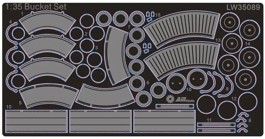 AM-WORKS LW35089 1/35 Scale Buckets Various Types - Upgrade Detail Set