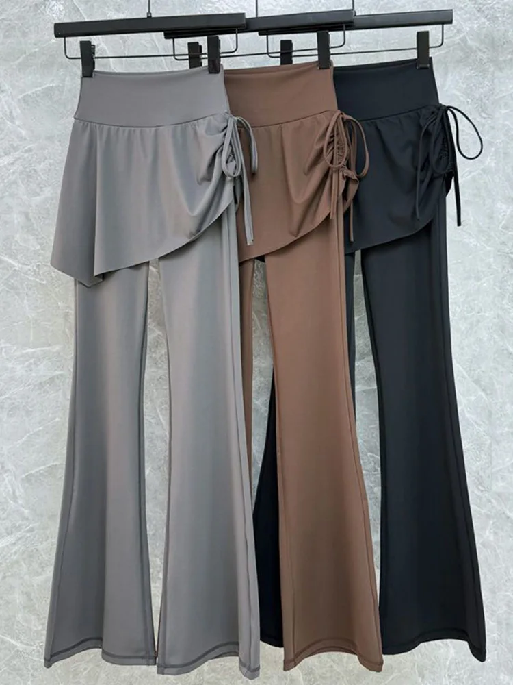 Pantalon de Yoga taille haute pour femmes, Micro évasé, vêtements d'extérieur de sport, Anti-exposition, Pilates, amincissant, jupe de Fitn