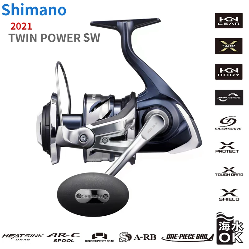 Original 2021 SHIMANO Twin Power Twinpower SW 4000 5000 6000 8000 10000 14000 Jigger Saltwater Spinning Fishing Reel