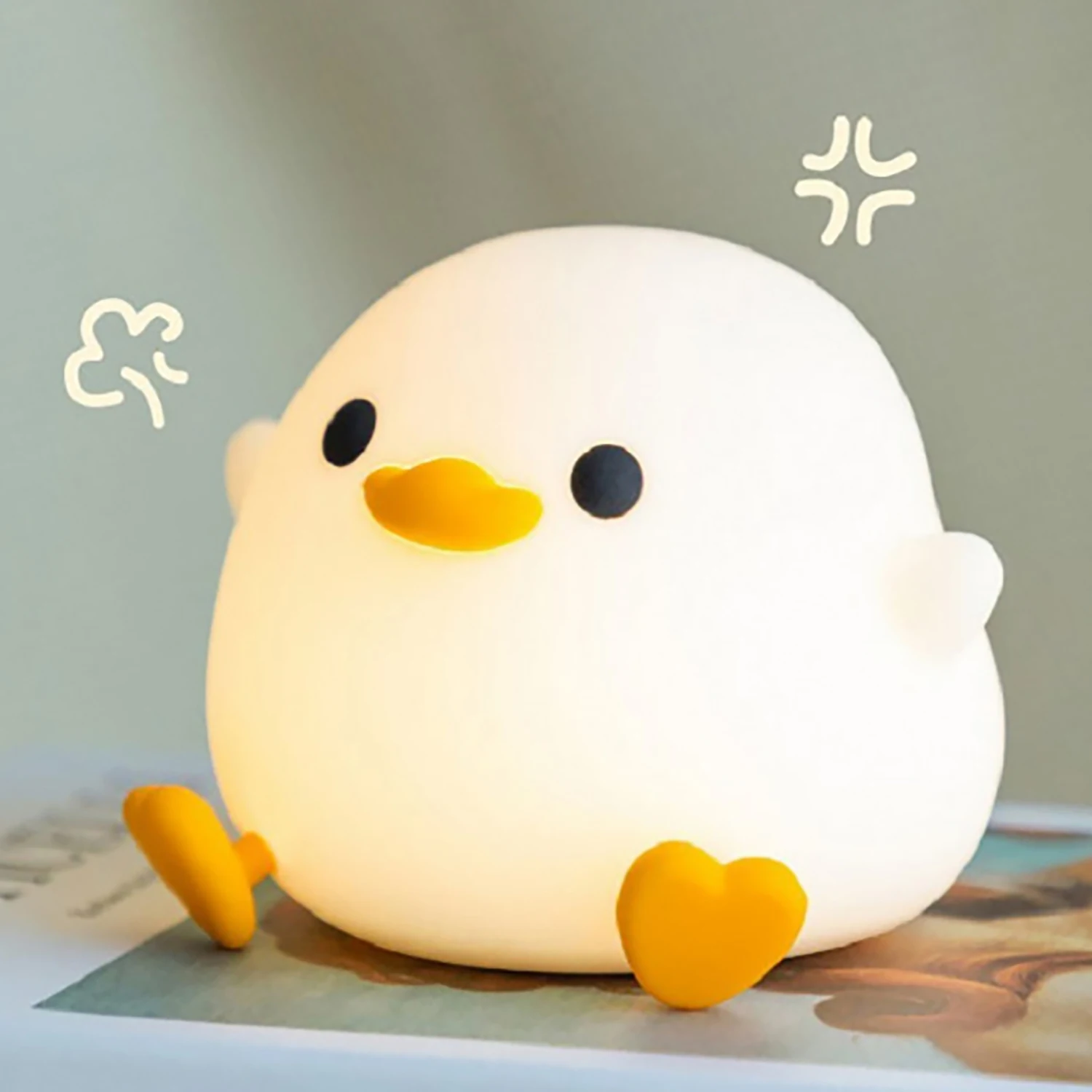 1pc Doudou Duck luce notturna regalo per bambini luce soffusa cura degli occhi ricarica USB temporizzazione lampada in silicone