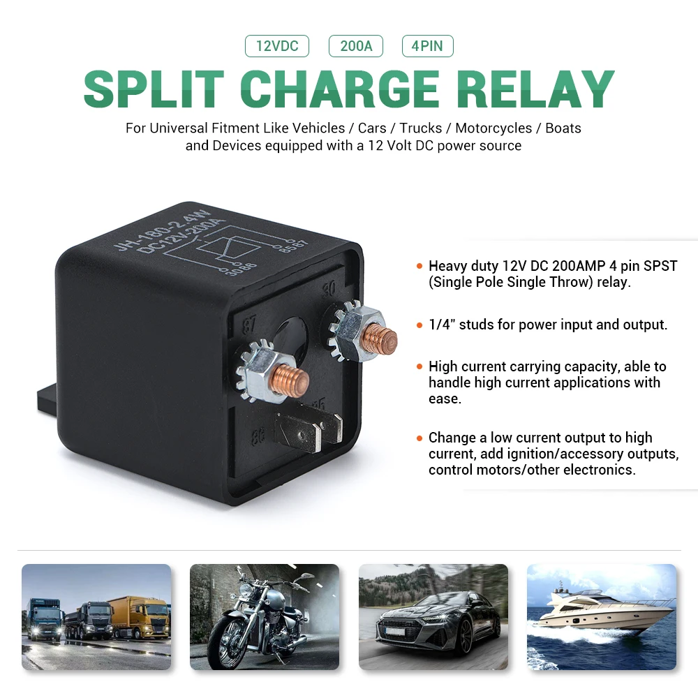 High Current Relay Starting relay 200A 100A 12V/24V Power Automotive Heavy Current Start relay Car relay HT-ESV04