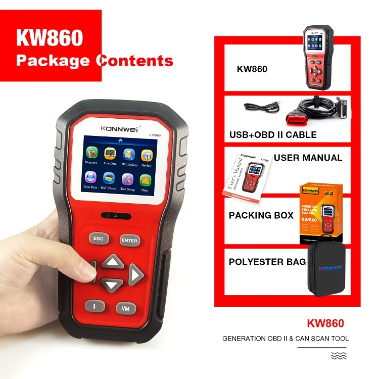 2026 KONNWEI KW860 Car OBD2 Fault Scanner Car Battery Tester I/M Readiness Oil Lamp Error Code Reader OBD Diagnostic Tool CarDIY