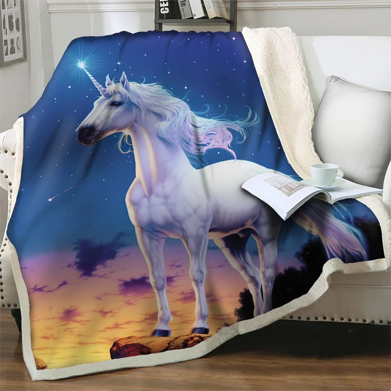 

Cartoon Horse 3D Print Sherpa Throw Blankets For Beds Sofa Couch Quilts Cover Travel Bedding Plush Picnic Blanket Home Bedspread