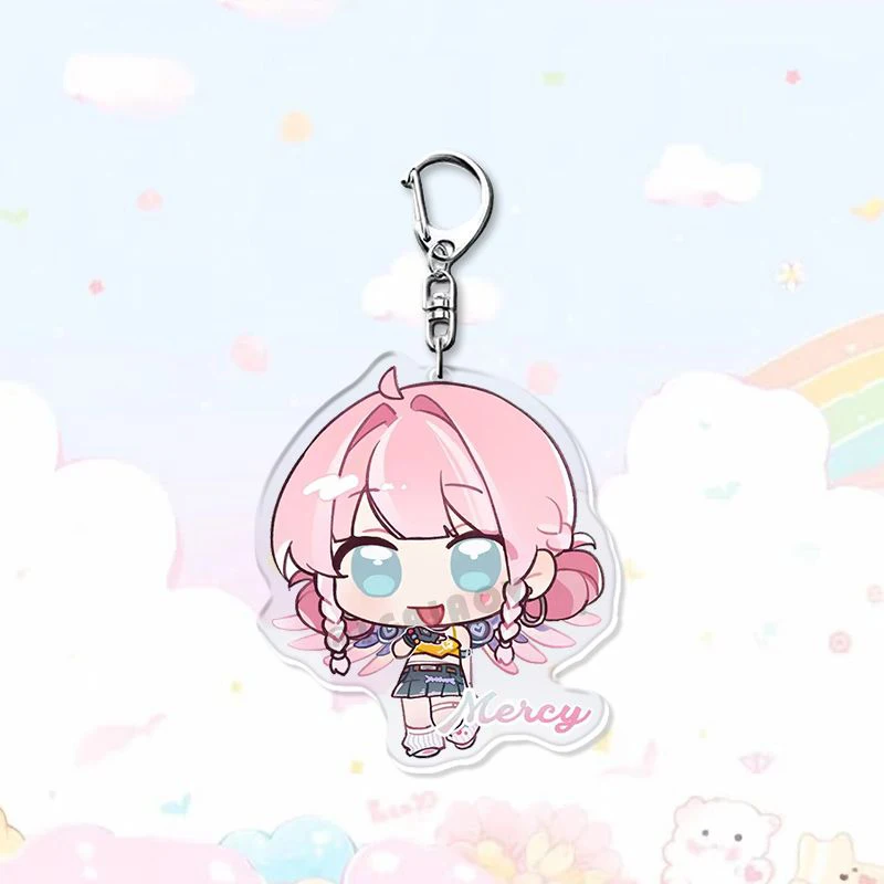 4pcs Set Cosplay Anime Game Overwatch 2 Hero Character Juno Mercy D.Va and Illari Keychain Ring Key Chain Bag Decor Pendant Toys view 5