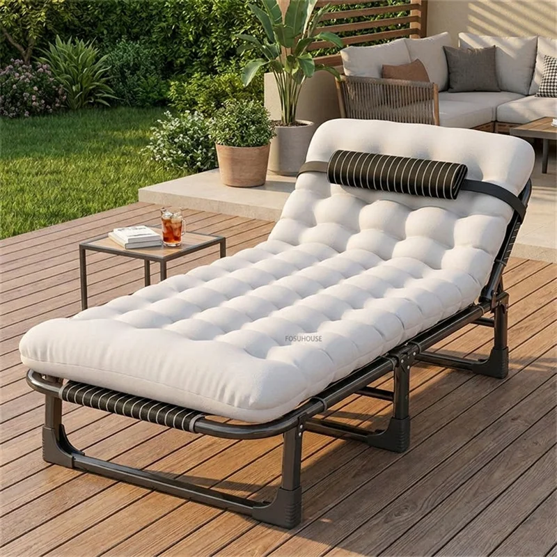 Cama Plegable con Colchón Grueso para Siesta, Descanso en la Oficina, Camping al Aire Libre, Silla Reclinable Portátil y Compacta para el Hogar