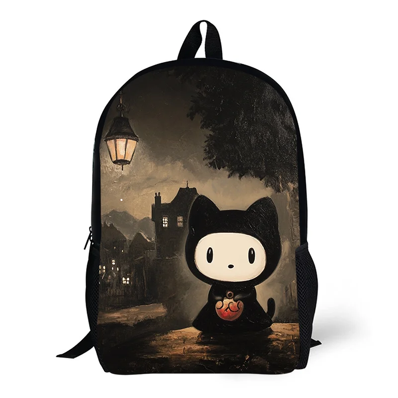 

1pc Halloween themed Hello Kitty Rainy Stroll Printed Backpack, Student Backpack, Suitable for Travel, Daily Commuting