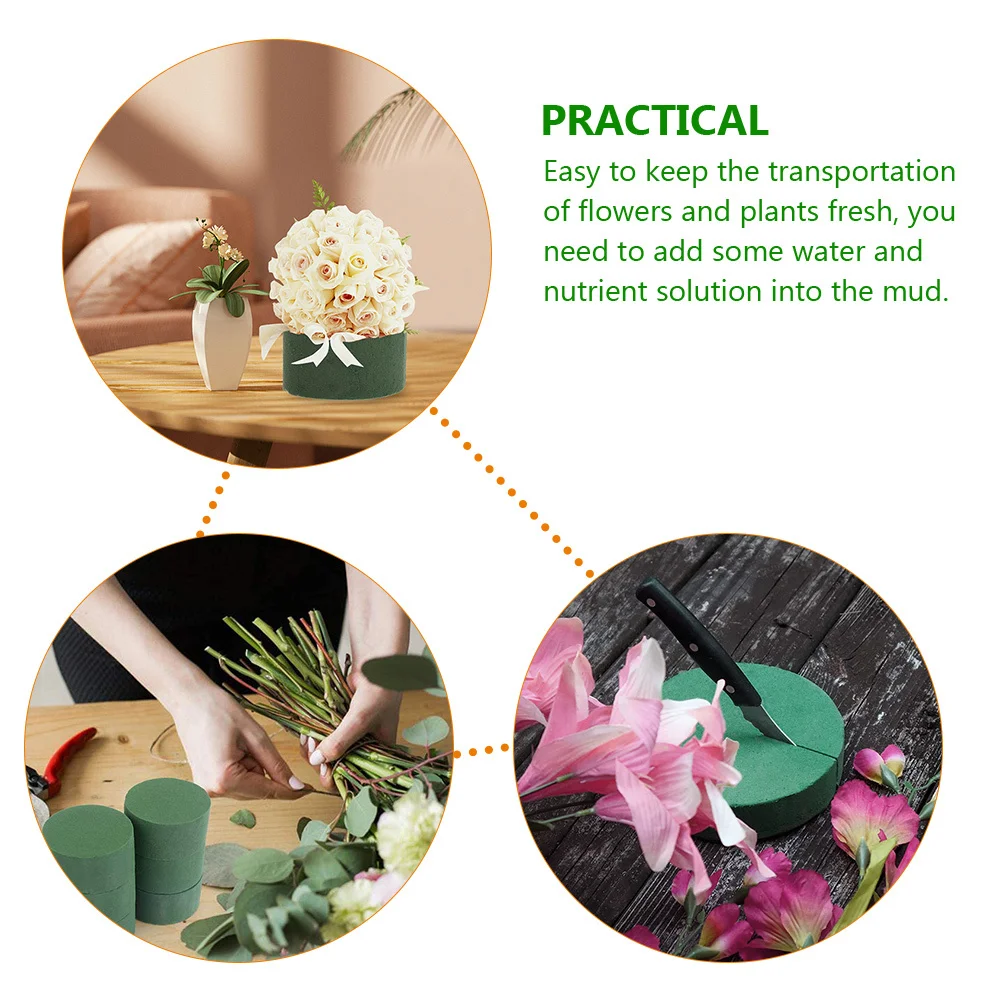 

10Pcs Flower Mud Block Round Floral Base Absorbent Florist Mud Holder for Flower Arrangement Supplies Floral Accessory