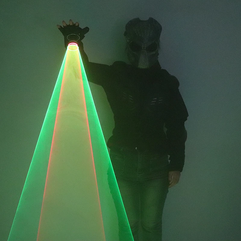 New Green Red Laser Vortex Gloves Finger Lamp Handheld Whirlwind  Auto Rotating Laser Gloves Light Up Birthday Party Laser Show view 3
