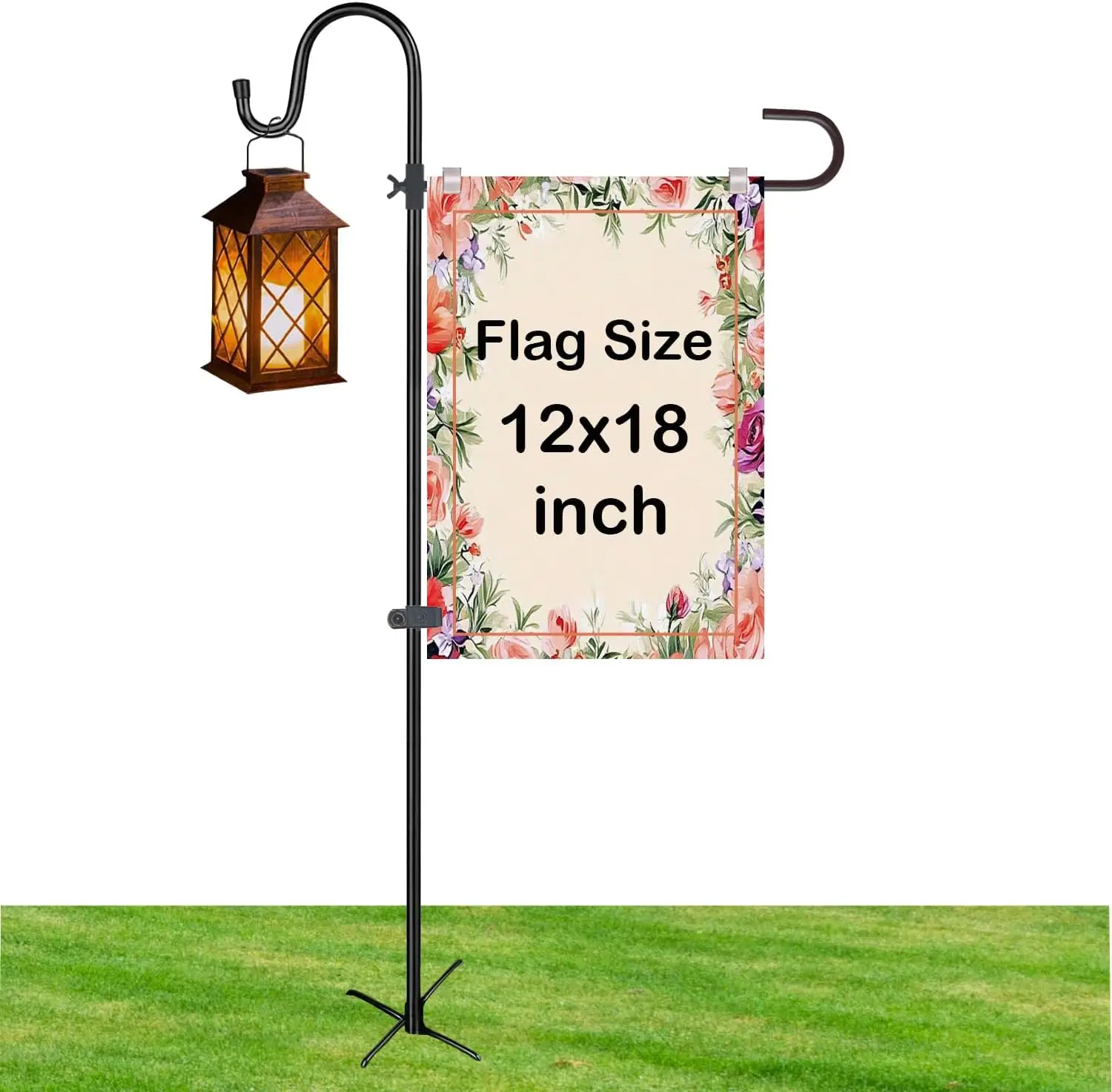 Garden Flag Holder with Shepherd Hook, Suitable for Garden Flag 12x18 and Solar Flag Pole Light, 1/2 Inch Thick Inch High Per