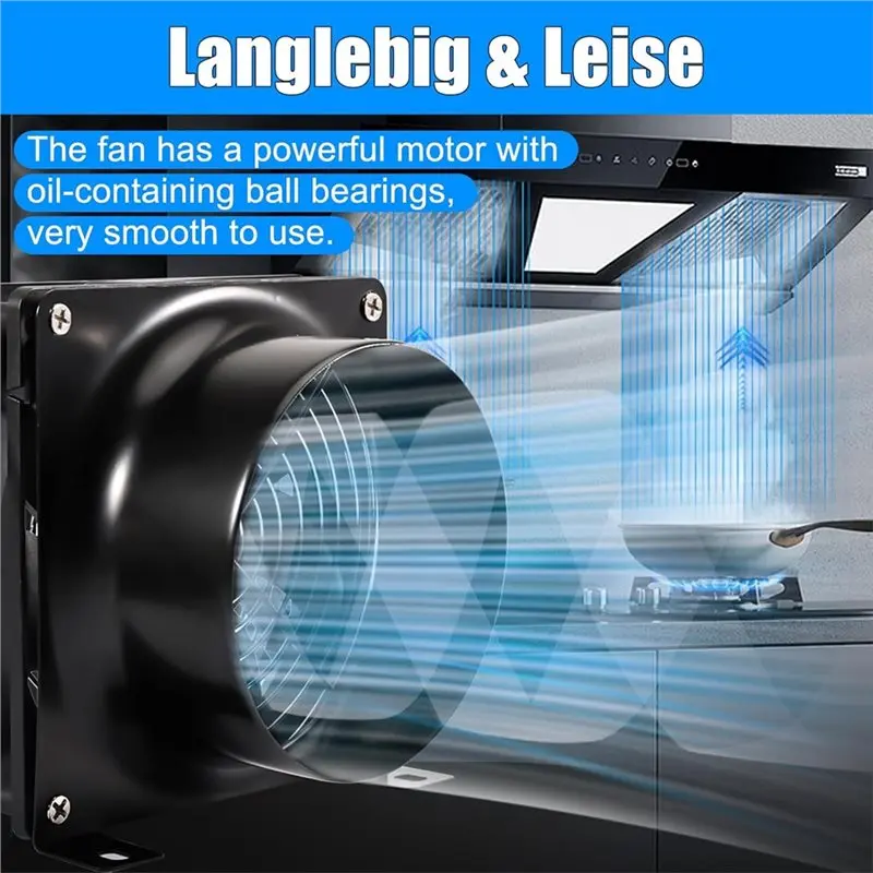 【LAST CHANCE】EU Plug 100Mm Extractor Fan, 12V Pipe Fan 3000 RPM With Speed Control- For Bathroom, Toilet, Kitchen, Greenhouse