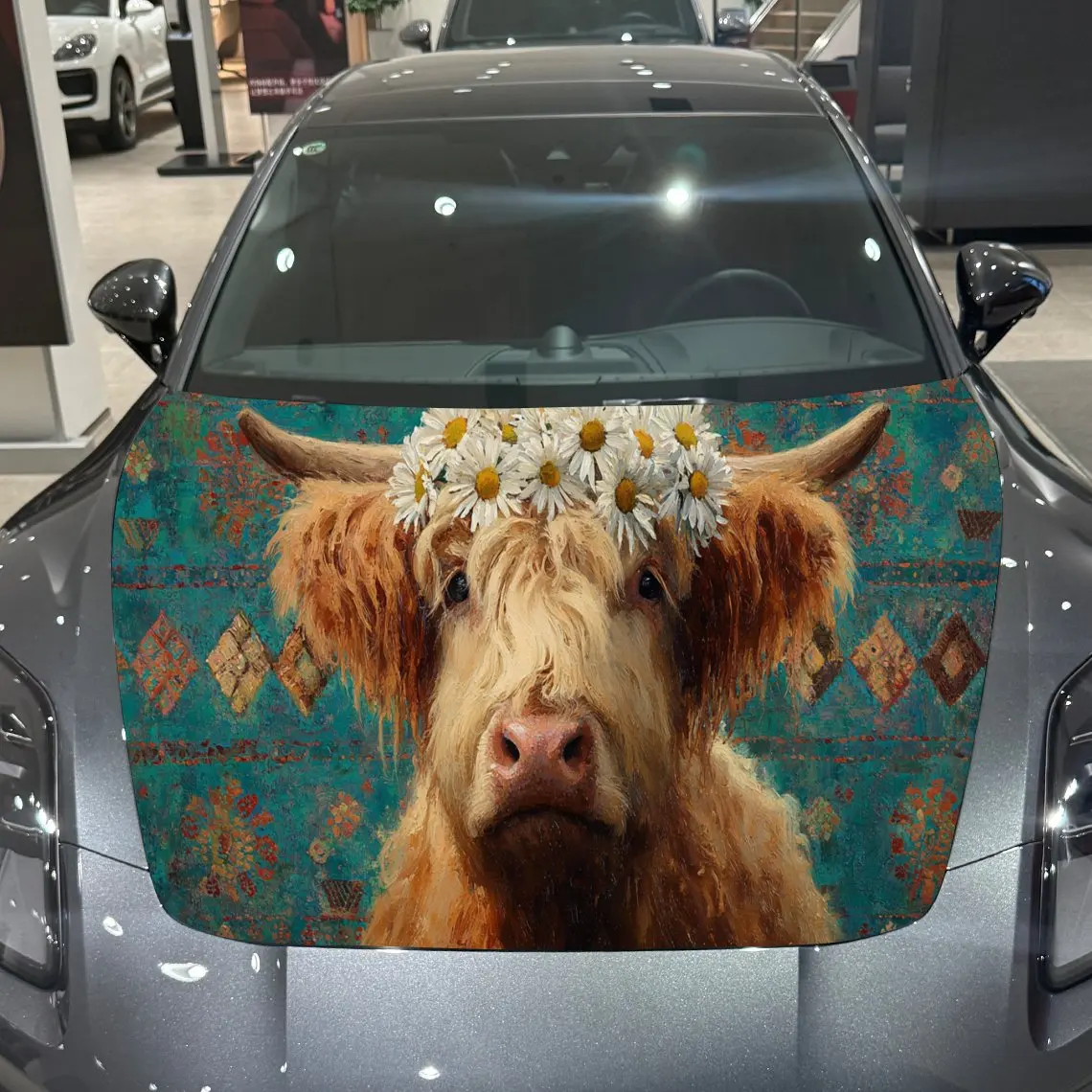 

Daisy Crown Rustic Scene Auto Cover Sticker, Waterproof and Self-adhesive Auto Hood Decal, Auto Vinyl Wraps, Cool Car Exterior D