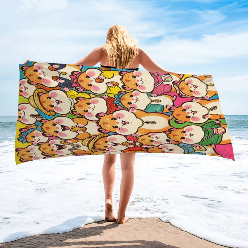Cute Cartoon Animal Print Beach Towel Pool Towel Camping Towel Bath Towel Blanket Girly Adult Travel Digital Print
