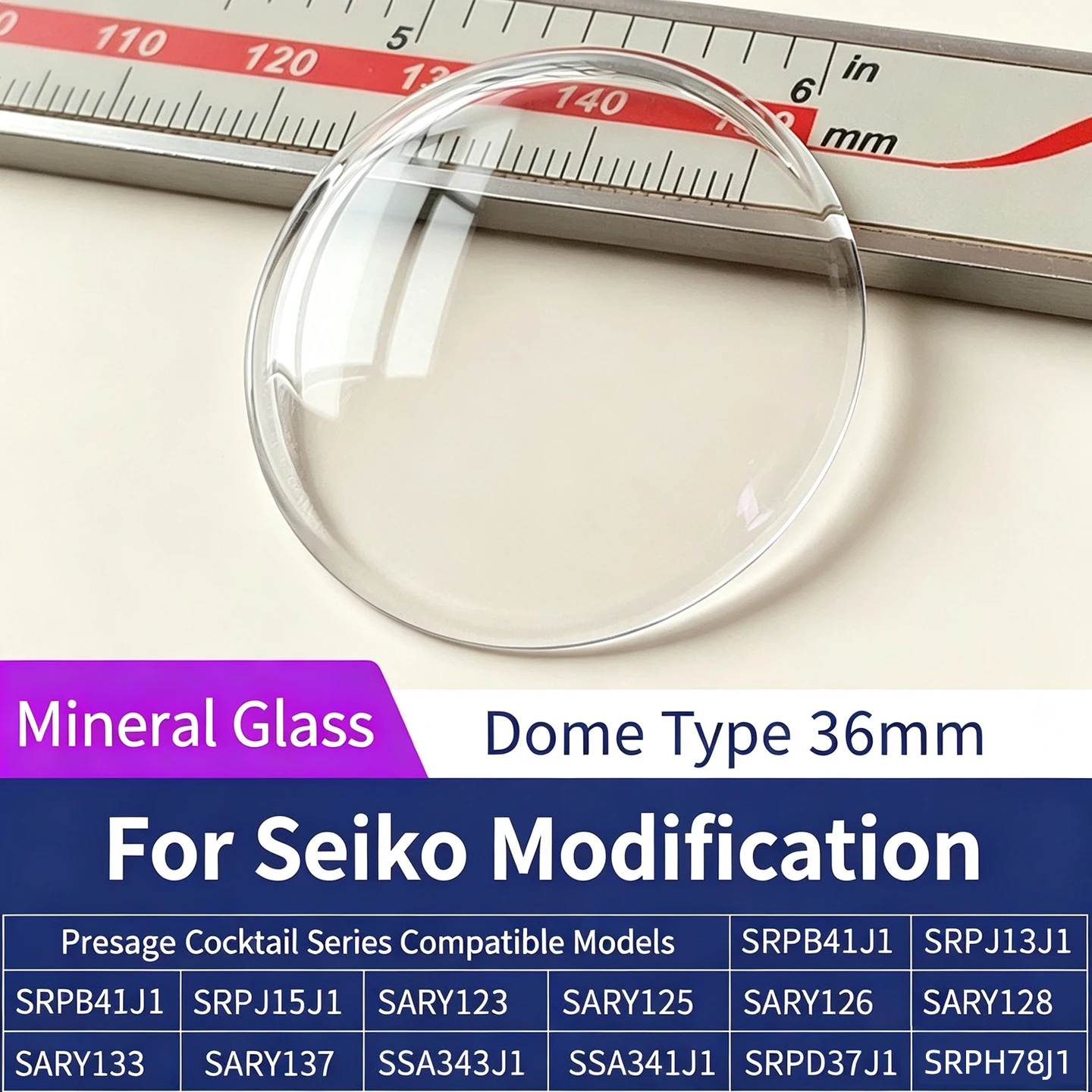 36mm High Dome Mineral Sapphire Watch Crystal Glass For Seiko SRPJ15J1 SSA343J1 SARY125 Cocktail Time Watch Repair Spare Part