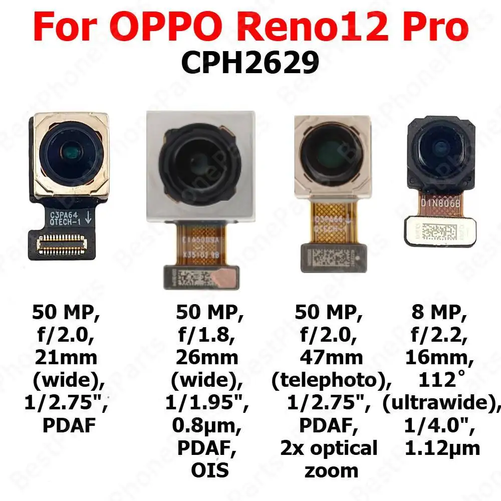Rear Front Camera For OPPO Reno12 Pro Reno 12 Pro 12Pro 5G Backside Facing Frontal Selfie Back Camera Module Mobile Phone Parts