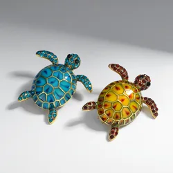 Trendy Rhinestone Enamel Turtle Brooches For Women Luxury Design  Animal Casual Office Party Brooch Pins Jewelry Gift