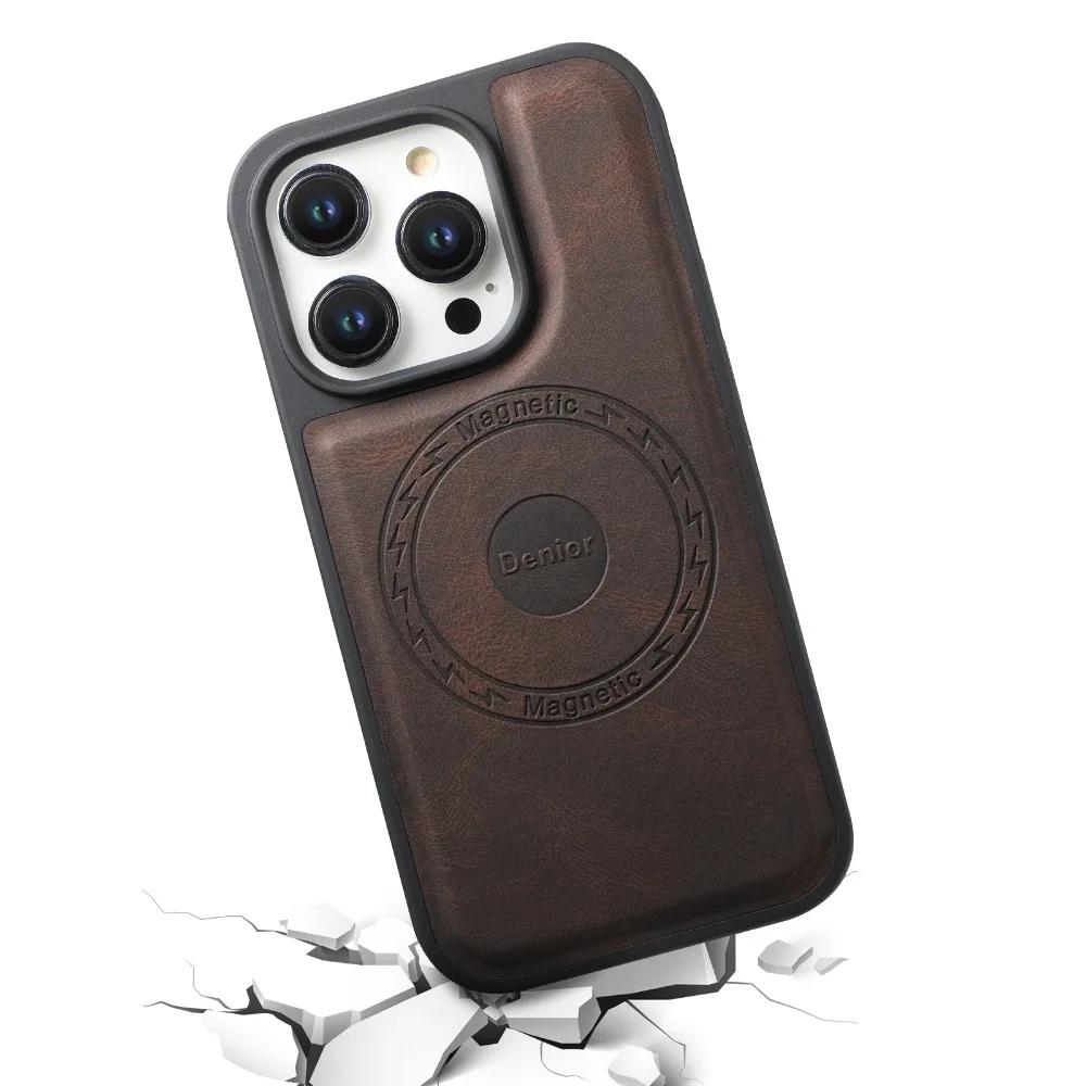 Magnetic Leather Case for iPhone 17 16 Pro Max 16Pro 16 Plus Cover Magnetic Mag-safe for iPhone 15 14 13 Shell Soft Retro Fundas