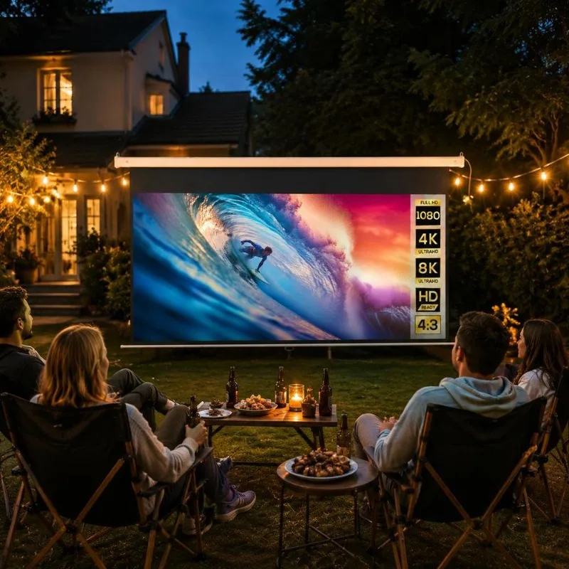 Écran de projection rétractable 293 x 193 cm format 16:9 de 120 pouces avec système de levage automatique et installation flexible, image nette idéale pour les cinémas domestiques et les présentations
