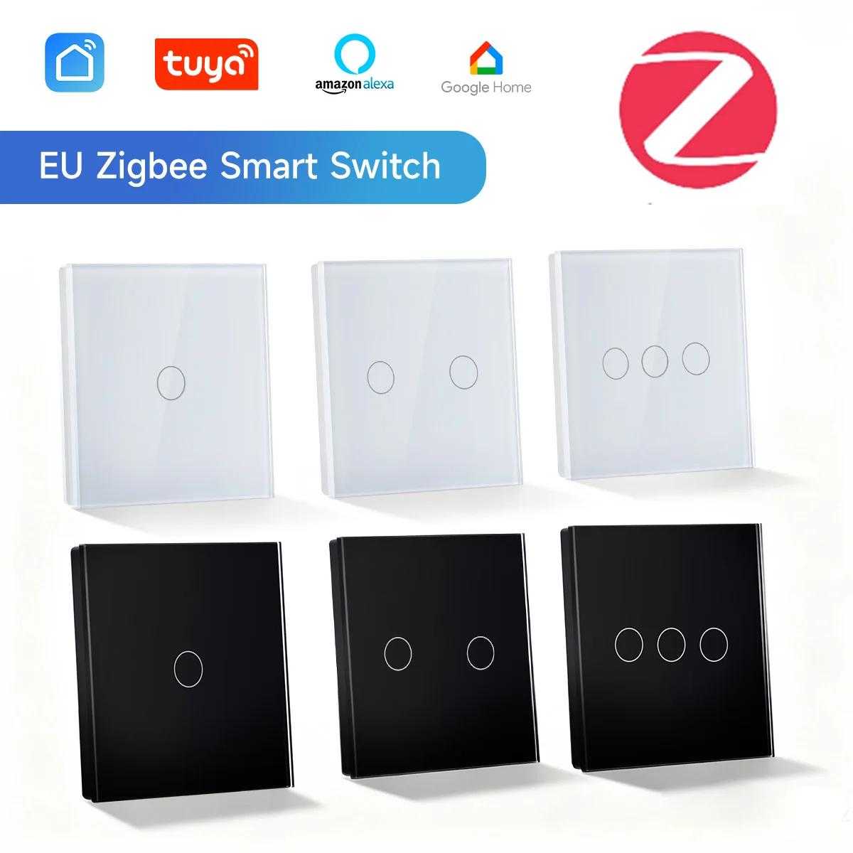 

GEYA 4 Gang Smart Zigbee Switches Zero Fire Universal Intelligent Touch Light Switch Wall Sensor Switches Tuya Smart Life Alexa