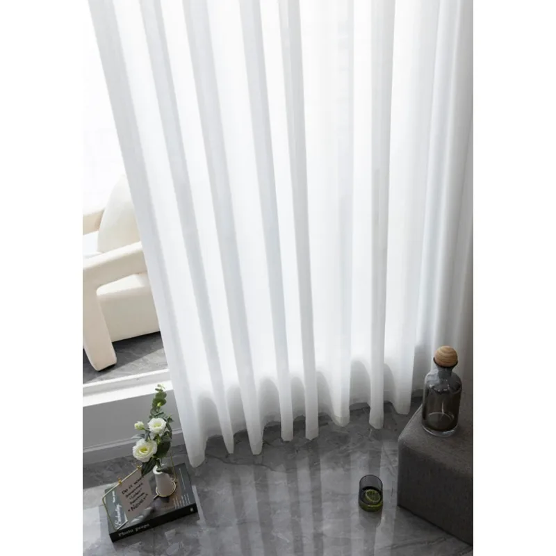 1 Piece of Modern Simple White Gauze Anti-scratch Diamond Gauze Light-impermeable Curtains Living Room Bedroom Balcony Curtains