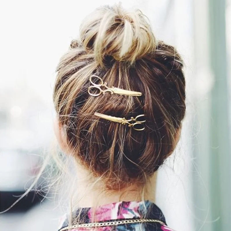 New Fashion Scissor Shaped Barrettes Golden Silver Hairpins Shiny Elegant Hair Clips For Women Girls Hair Accessories Wholesales