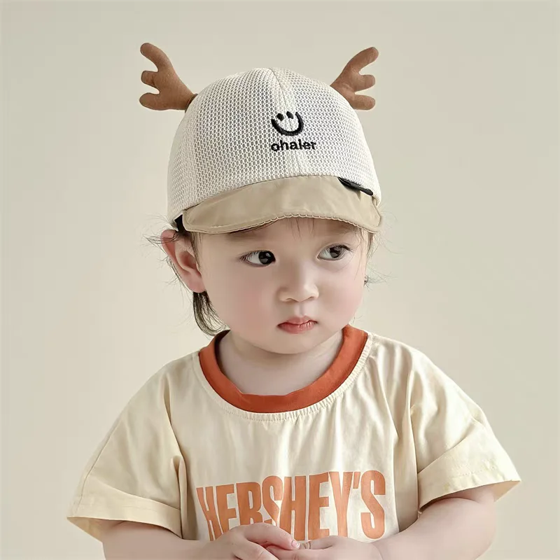 Summer Baby Baseball Hats Thin Breathable Mesh Sun Hat For Kids Boys Girls Lovely Antler Accessories Children Cap