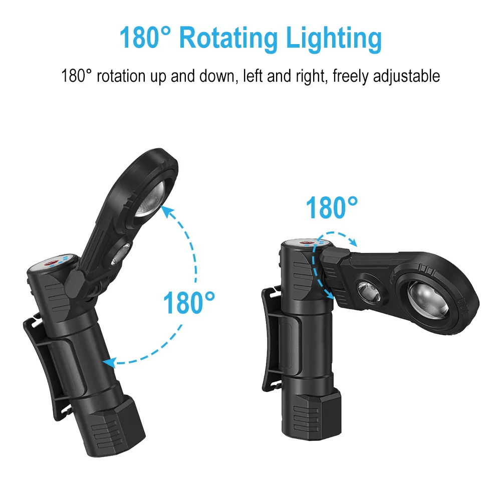 BORUiT ไฟหน้าแบบ LED Ultra Bright มัลติฟังก์ชั่นแบบชาร์จไฟได้พร้อมสปอตไลท์สําหรับซ่อมรถยนต์ใช้ตั้งแคมป์กลางแจ้ง