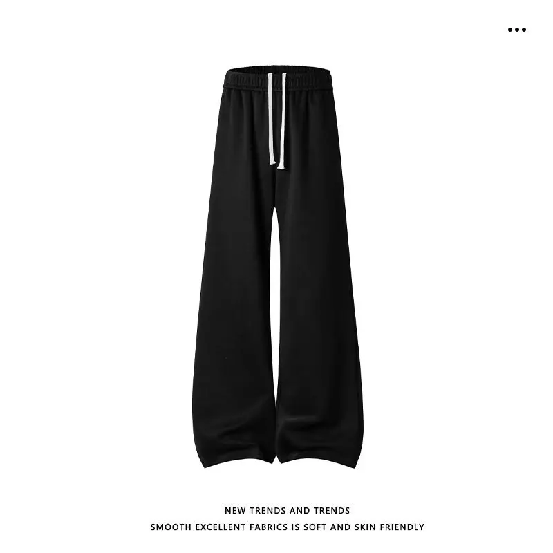American Style Loose Straight Leg Casual Heavyweight Pants Men's Solid Color Sweatpants Autumn Winter New Trend Brand