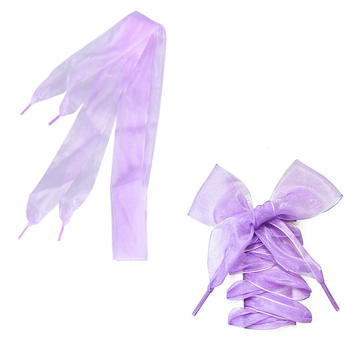 

Wide Shoelaces Transparent Organza Ribbon for Sneakers Trainers Boots Casual Shoes DIY Gift White Lavender Child Party Dancing