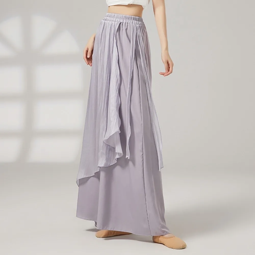 

Fashion Loose Dance Skirt Pant Chiffon Elastic Waist Classical Dance Trousers Flowing Elegant Wide Leg Pants Dance