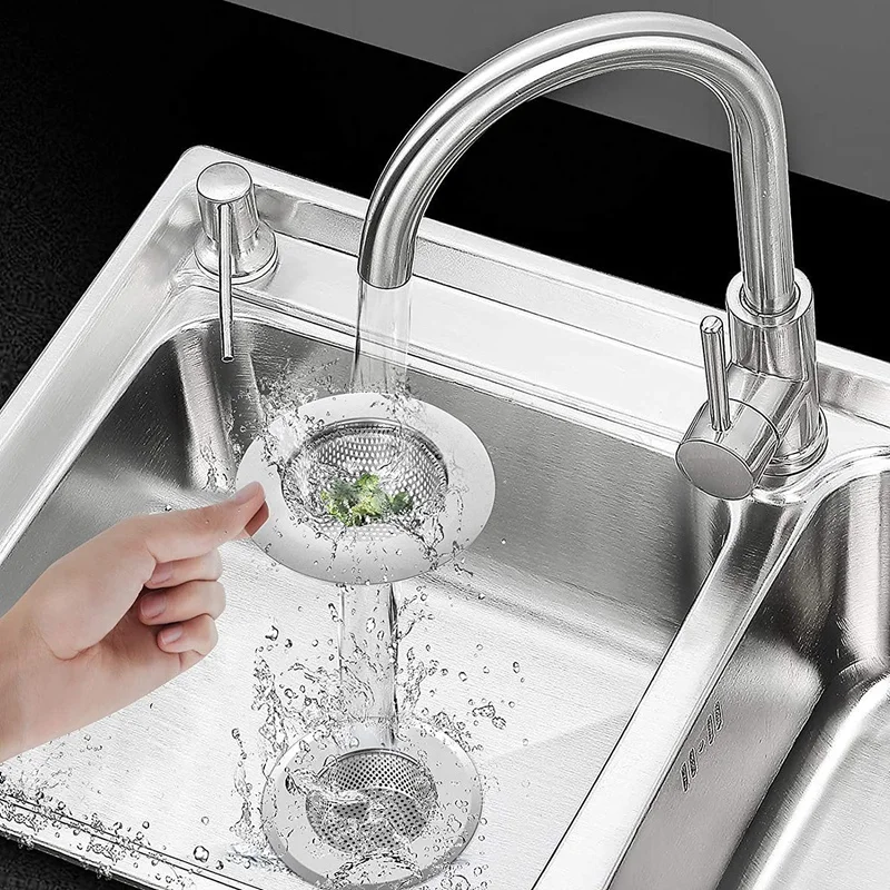 2 Chiếc Bồn Rửa Chén Lưới Lọc Lớn Vành Rộng 4.5 Inch Đường Kính, Có Nắp Đậy Thép Không Gỉ, phù Hợp Với Hầu Hết Các Cống Dẫn Nước