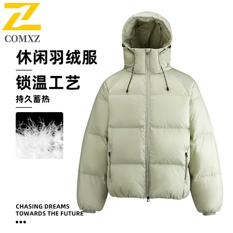 COMXZ nouveau unisexe léger doudoune 90% duvet de canard hiver extérieur thermique manteau à capuche mode décontracté coupe-vent manteau bouffant