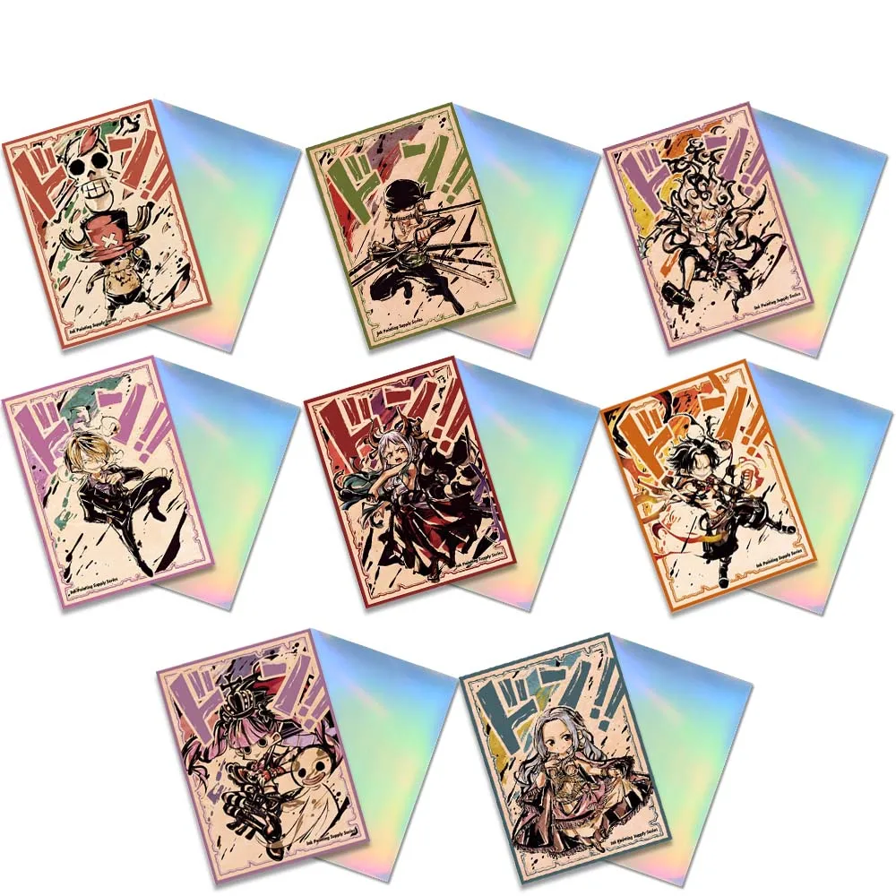 

60PCS One Piece Holographic Card Sleeves Retro Anime Chopper Sanji Vivi Perona Trading Card Protector Cover MTG/OPCG 67x92mm