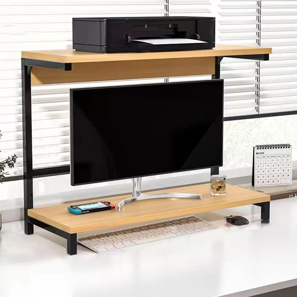 Penyangga Monitor Komputer 2 Tingkat, Penyangga Printer, Penyangga Monitor untuk Pengaturan Desktop dan Printer