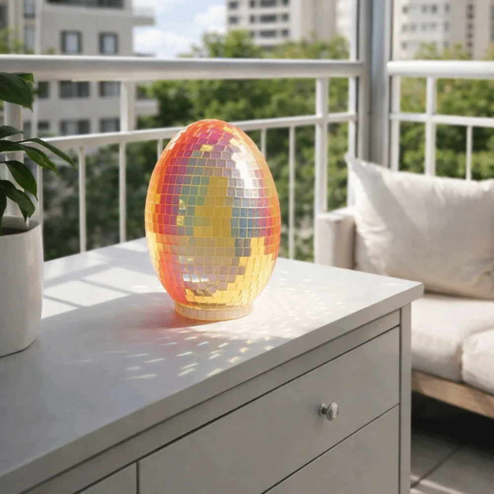 Easter Theme Glass Disco Egg Ball Decorative Shimmering Effect Easter Mirror Ball Adorable Egg