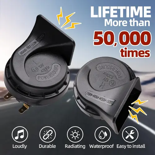 Imagen 2 del producto 【120dB Súper Fuerte】Bocina de Caracol de 12V de Doble Tono, Universal, Impermeable, con Bobina de Cobre, para Camión, Motocicleta, Coche, Furgoneta