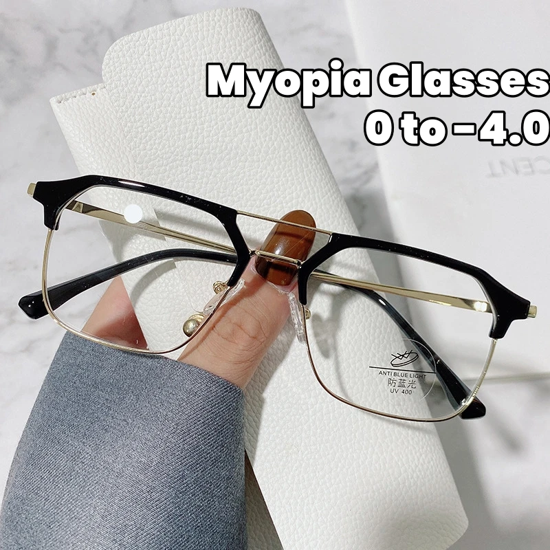 Personalized Women Half Frame Eyewear Metal Alloy Eyebrow Frame Business Myopia Glasses Men Anti-blue Light Short Sight Glasses